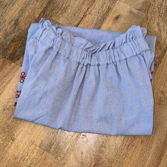 Vineyard Vines Off The Shoulder Blue/Red Embroidered Dress - Picture 9 of 9